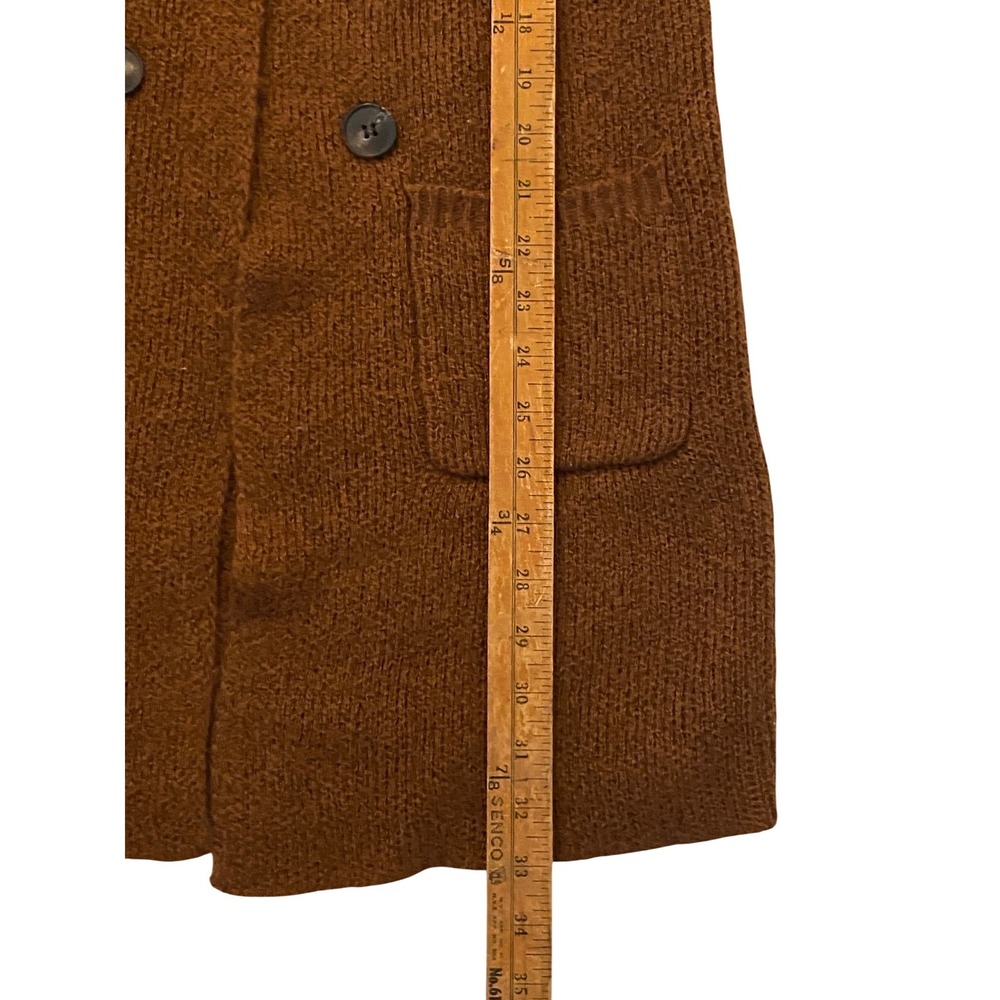 Active USA Women Rust Brown Double Breasted Knit Cardigan Sweater Small Academia - Picture 5 of 9
